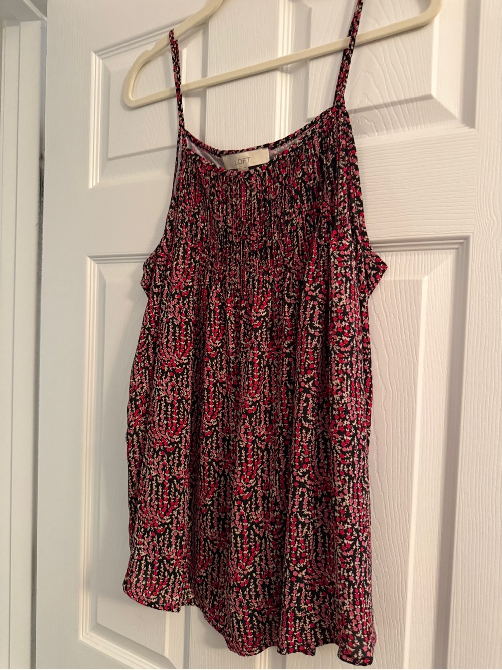 LOFT Pink & Black Printed Camisole with Spaghetti Straps